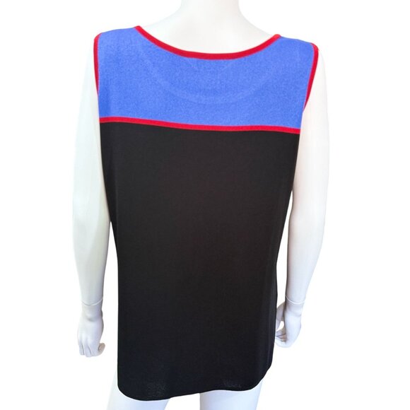 Exclusively Misook Womens Tank Top Colorblock Sleeveless Knit Black/Blue/Red XL - Picture 2 of 4